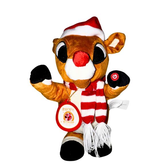 Rudolph the Red-Nosed Reindeer 50th Anniversary Plush | Light-Up Nose | 14” - Picture 2 of 10